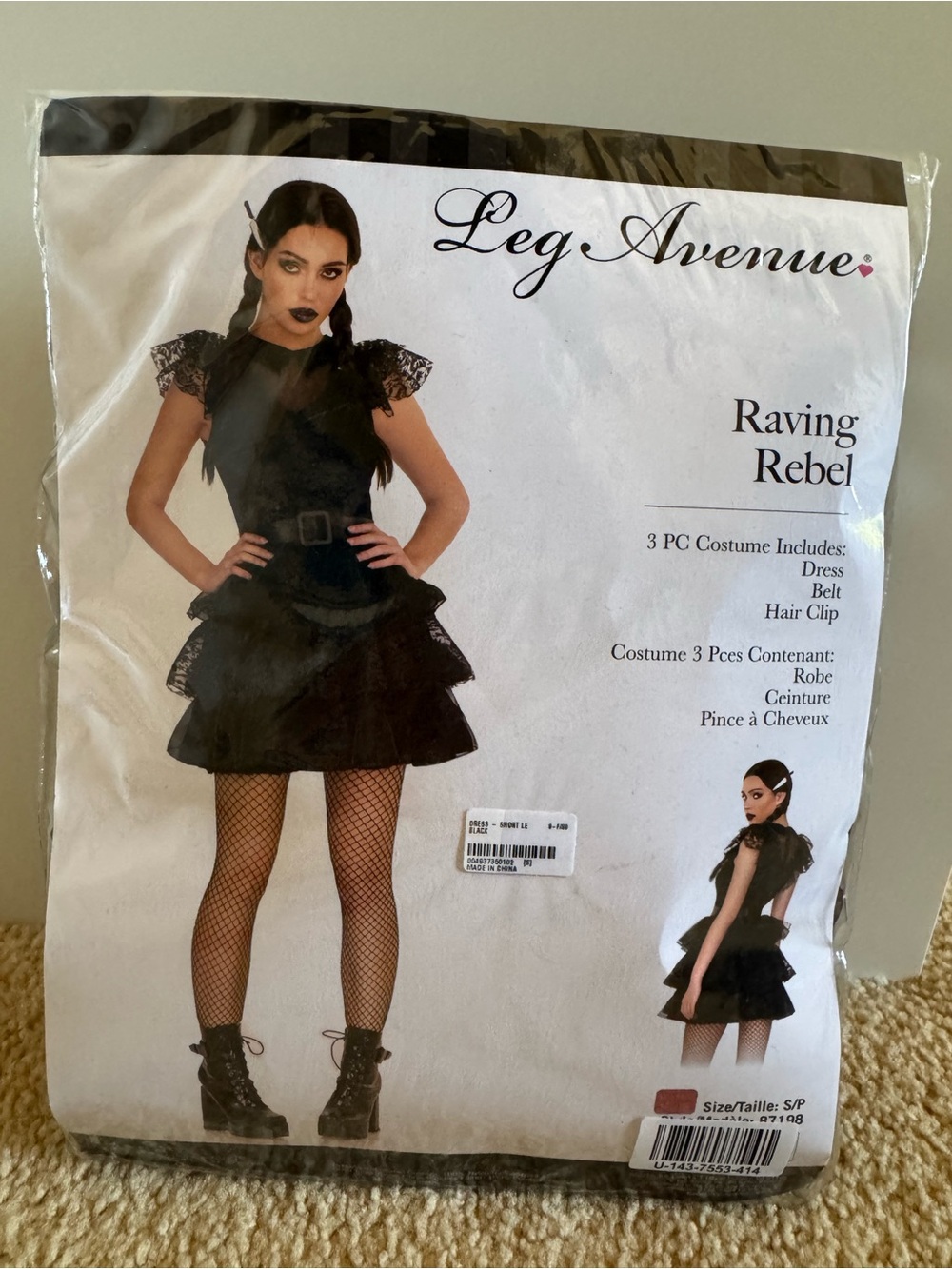 Leg Avenue Black Raving Rebel Costume Dress
